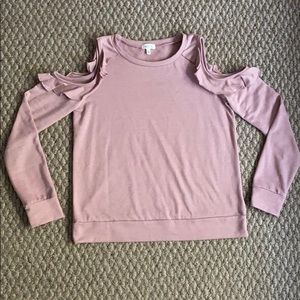 shoulder cutout long sleeve shirt